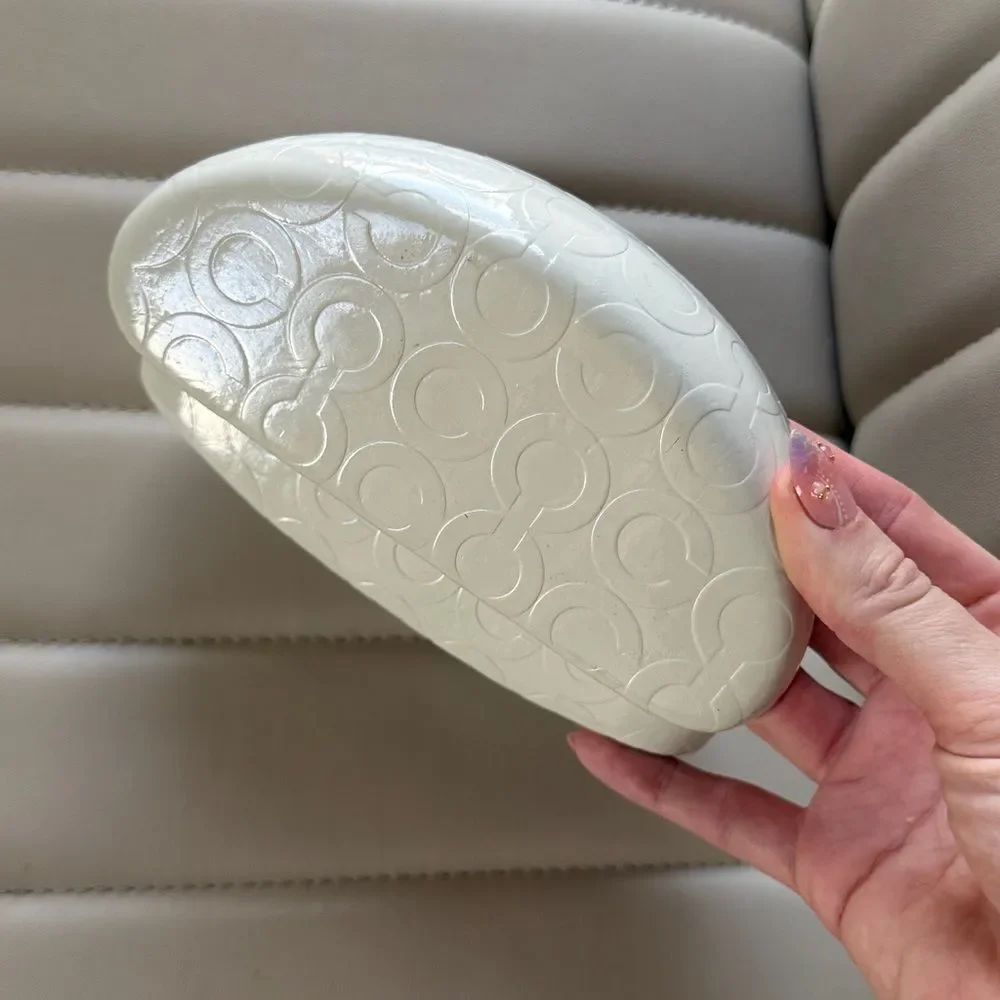 Vintage Coach Brown White Sunglasses Case Glassrs Holder Snaps Close